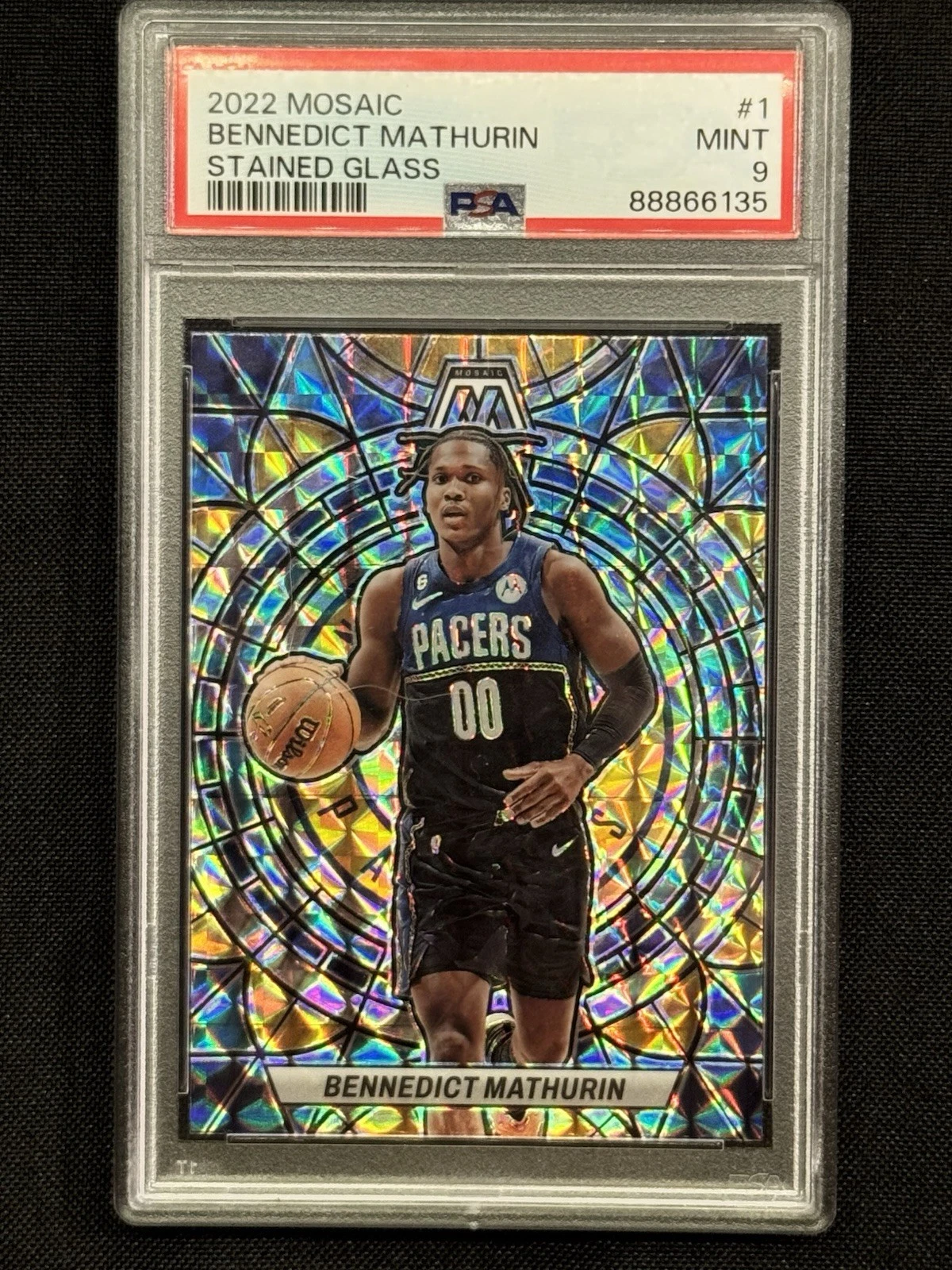 Deal for 2002 Panini Mosaic Stained Glass #1 Bennedict Mathurin PSA 9
