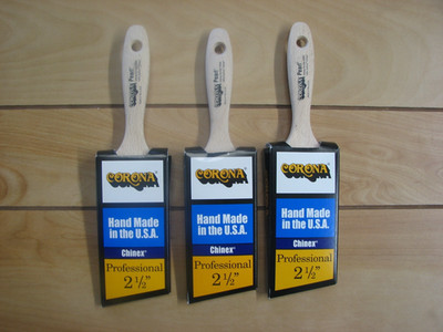 3 EA- CORONA 2 1/2'' PEARL PRO ANGLE SASH PAINT BRUSH, CHINEX, MADE IN USA