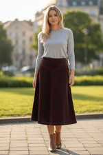 Laura Ashley Vintage Corduroy A-Line Midi Skirt Wine Plum UK 12 USA 10