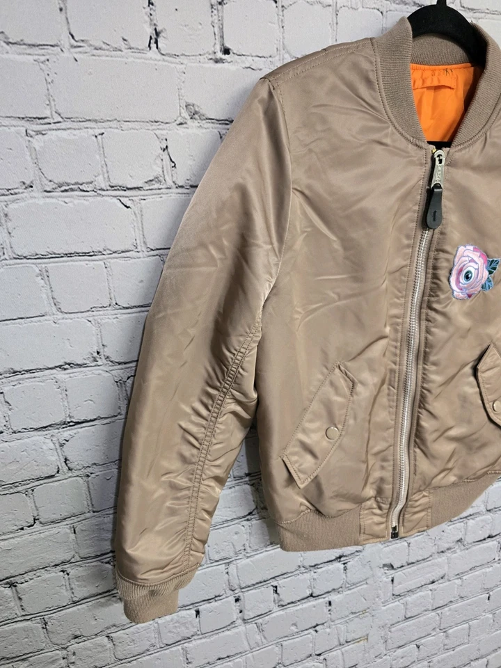 Chaqueta de vuelo Alpha Industries MA-1 para mujer pequeña malva reversible parches de bombardero Foto 4 de 4