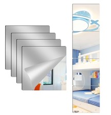 4 Pack Acrylic Mirrors for Wall,8 x 8 Inch Self Adhesive Frameless 8"X8"-4Pcs