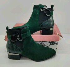 Moda In Pelle Tyanna Green Snake Style Leather Chelsea Boots Size UK 6/EU 39