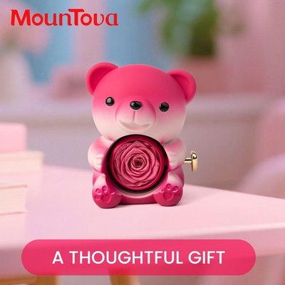mountova Cute Teddy Bear with Preserved Rose and 4.7*4.5*6.5