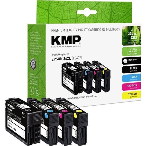KMP Druckerpatrone Ersetzt Epson 34XL, T3476, T3471, T3472, T3473, T3474-image