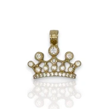 Crown Cz Pendant - 10K Yellow Gold