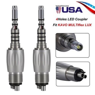 2Pcs Dental 4 Hole MULTIFlex LUX LED Quick Coupler for Fiber Optic Handpiece fo