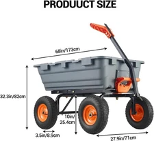 Wheelbarrow Heavy Duty Wagon Garden Cart Yard Dump Lawn Utility Steel 800 lbs