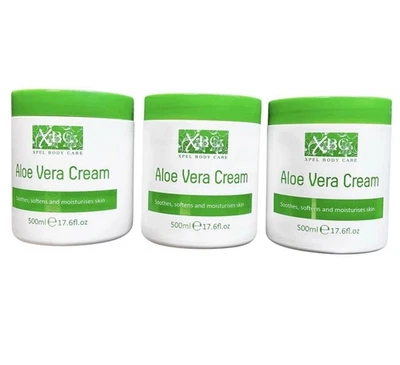 3 x XBC Aloe Vera Cream Soothes, Softens and Moisturises Skin, 500ml NEW