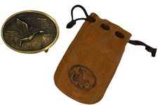 Vintage Heritage Mint Solid Brass Belt Buckle Registered Collection 1978 Pouch