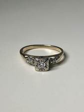 Vintage 14K Yellow Gold Engagement Ring  Approx .10 Ct Natural Diamond, Sz 6