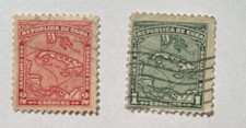 THE BIG ISLAND : 1914/15 - USED - SCOTT # 257 & 256 MAP of the Island Series.