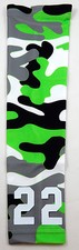PICK YOUR NUMBER Youth Teen Adult Sports Arm Sleeve NEON GREEN WOODLAND CAMO