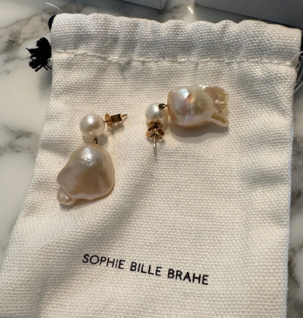 Sophie Bille Brahe - Venus Rose 14kt gold earrings with pearls | eBay