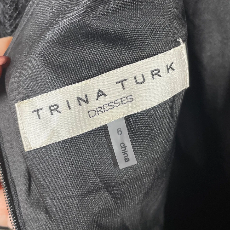 Vestido Trina Turk Mujer 6 Negro Floral Encaje Diseñador Cóctel Lápiz Funda Foto 4 de 4