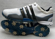 Adidas Golf Shoes Mens 11.5 Leather Adipower Boost White Blue Black Powerband