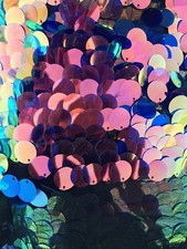 20mm Mermaid Pink Green Iridescent Dangled Sequins Fabric by yard-Mesh Base