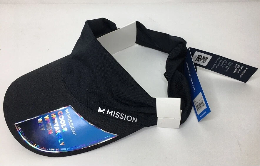MISSION Cooling Visor Black Instant Cooling Hat Sun Visor Lightweight Quick Dry
