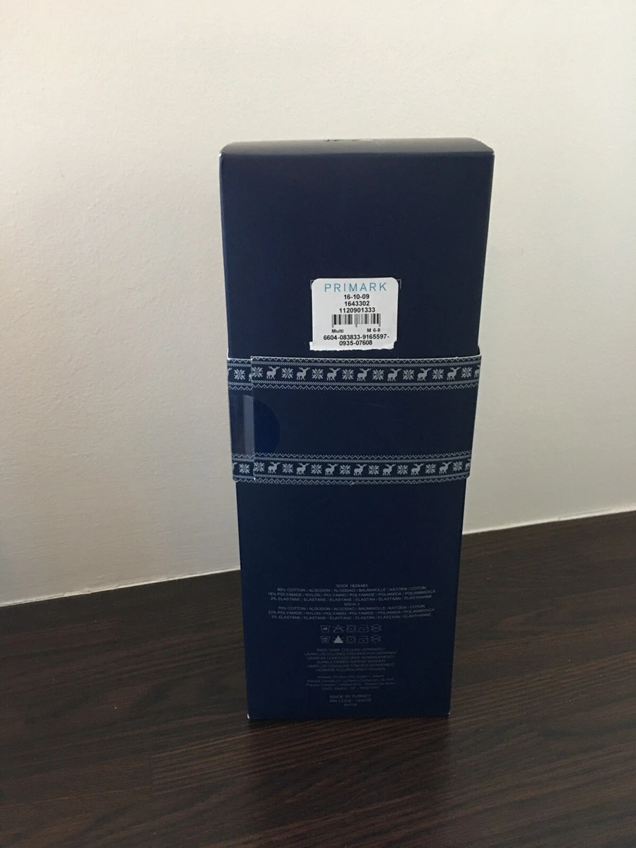 Paquete de 5 pares de calcetines de novedad para hombre Primark regalo en caja Reino Unido talla 6-8