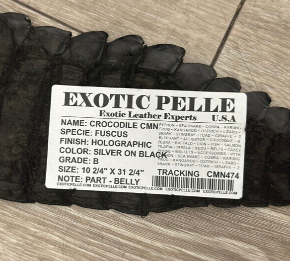 Silver Holographic Genuine Caiman Crocodile Belly Hide Leather Skin Alligator 74