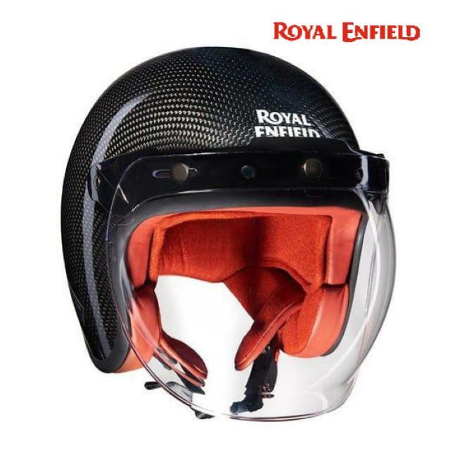 CASCO MOTO JET CON VISIERA A BOLLA ROYAL ENFIELD CARBON LUCIDO