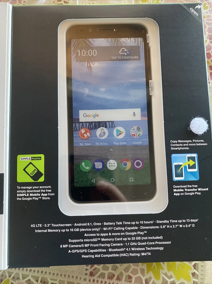 New Total Wireless TCL LX 4G LTE Prepaid Cell Phone 5.3" 16GB 8MP Android 8 - Image 3 of 4