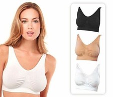 Ladies Seamless Comfort Sports Bra S-XXXL 3 pack or Singles White Black Nude Bra