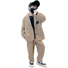 Blazer Pants Two Piece Black Khaki Spring Autumn Children Casual Formal Soft