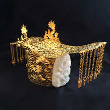 Ancient Emperor Jade Brass Crown Cosplay Marriage Emperor Crown Men Film TV