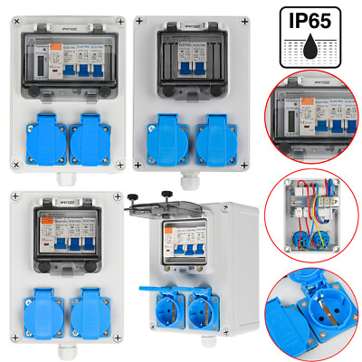 Stromverteiler Baustromverteiler 230V Steckdose mit LS+FI Schalter Solarpanel DE