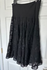 JONES NEW YORK SIGNATURE SKIRT 100 WOOL BLACK FLORAL EMBROIDERED LINED SIZE 14
