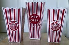3 Retro Popcorn Plastic Container Box - 2 pk 6.75" tall 1 Larger 7.75"
