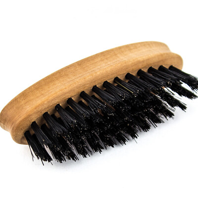 Bartbürste oval für Bartpflege Wildschweinborsten Birnbaumholz Naturbürste brush