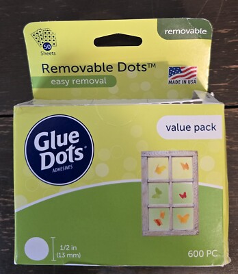 Glue Dots Removable Dots Value Pack Double-Sided 1/2'' .5 Inch 600 Dots