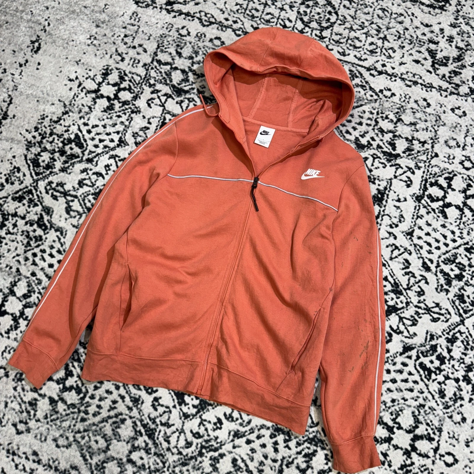 GUCCI Felpa con cappuccio e zip Nike donna taglia S cotone salmone arancione pile tecnico corsa sport re