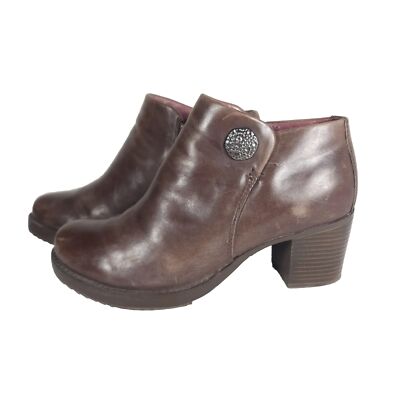 DANSKO Women's Amelia US 7-7,5 EU 38 Brown Leather Zip Block Heel Ankle Boots