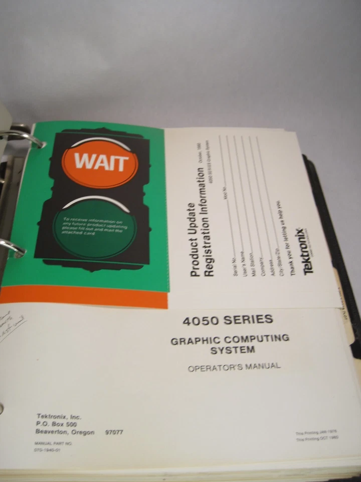 Tektronix Vintage 1980 Printing 4050 Series Operator's Manual - Image 4 of 4