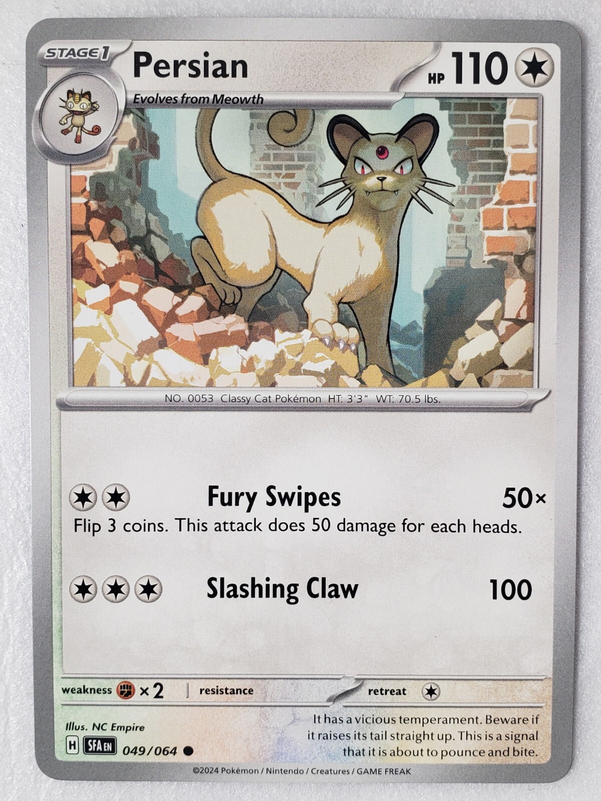 Persian 049/064 NM / M - Shrouded Fable Pokemon Card - $2 Combined Shipping