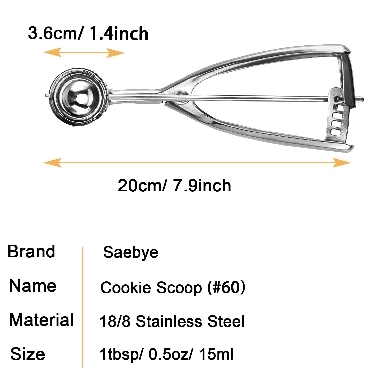 Small Cookie Scoop 1 tablespoon/ 15 ml 1 13/32 inches / 36 mm Ball 18/8 Stain...