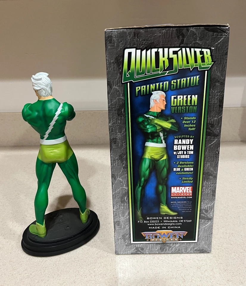 Quicksilver Statue Retro Green Variant 12" Marvel Avengers 2008 Bowen 286/800 - Image 2 of 3