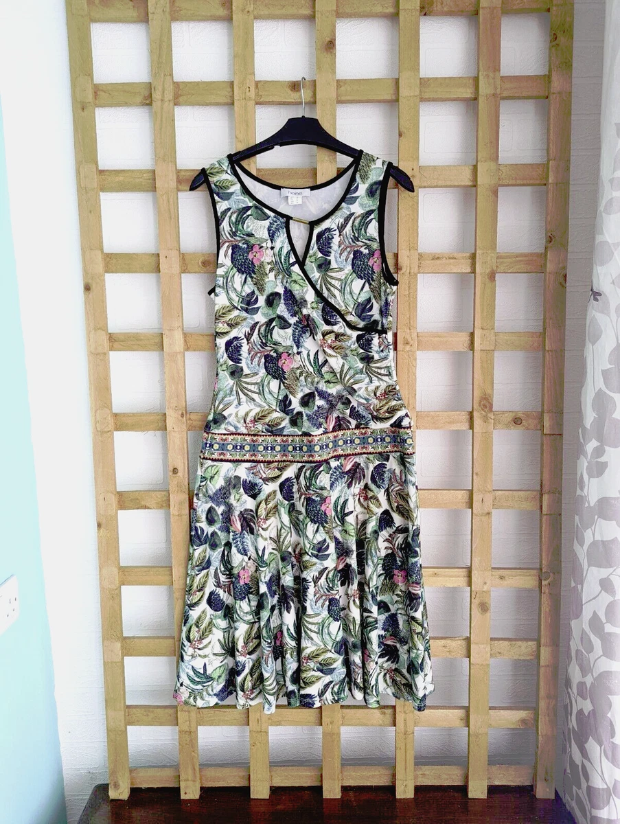 Heine Tropical Print Dress Green and White VGC Holiday Summer Size 10 | eBay