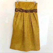 Vera Wang Lavender Label Gold Metallic Strapless Dress - size 10