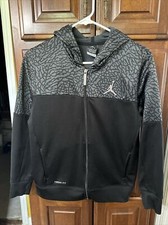 AIR JORDAN TRACK JACKET BOYS SIZE Large Black  Gray zip up hoodie Therma-Fit