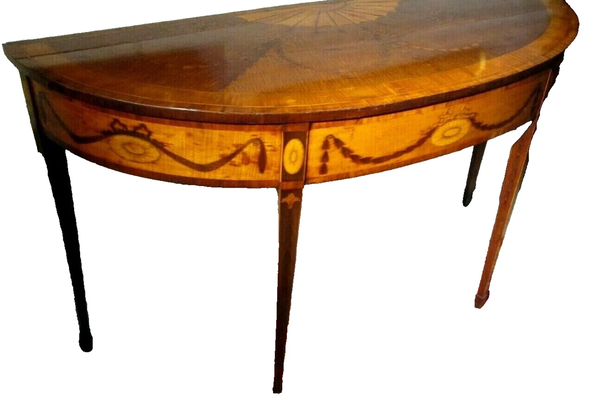 ANTIQUE ENGLISH NEOCLASSICAL STYLE GEORGE III INLAID SATINWOOD CONSOLE TABLE