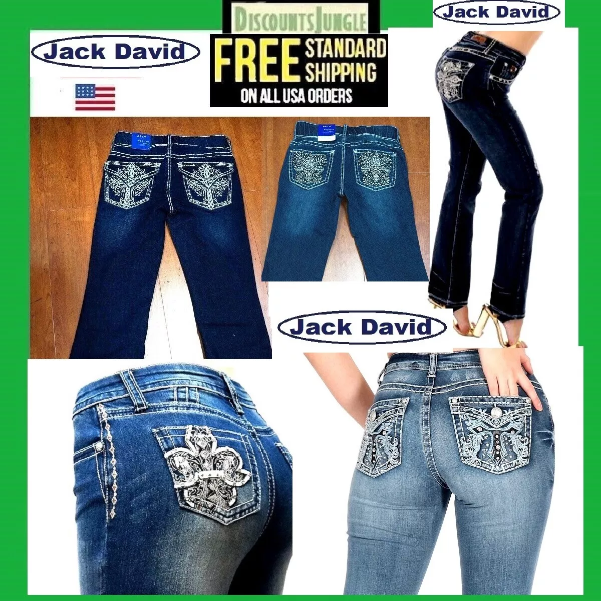 Jack David Womens Plus Size Stretch Capri Denim Jeans Pants