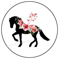 HORSE SILHOUETTE ROSES BUTTERFLIES ENVELOPE SEALS LABELS STICKERS PARTY FAVORS