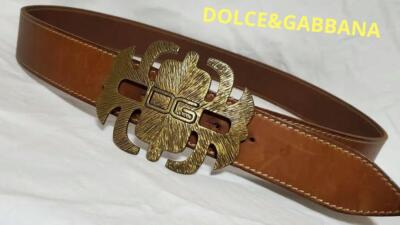 Dolce&Gabbana Men Baroque D&G Logo Spider Buckle Belt Brown 100cm