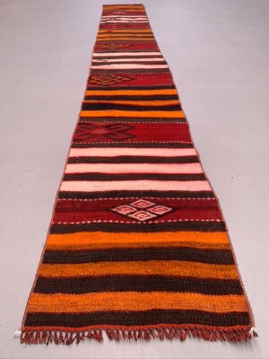 Old Turkish narrow Kilim Runner 362x45 cm shabby chic, vintage kelim