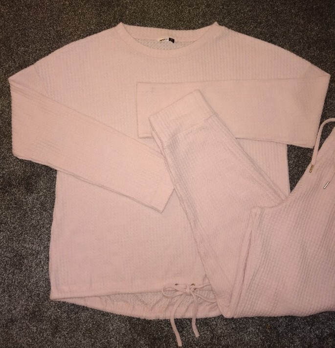 Pep&Co Pink Knit Rib Stretch Cosy Comfy Super Soft Pajama Set UK 12 Sold Out image 4