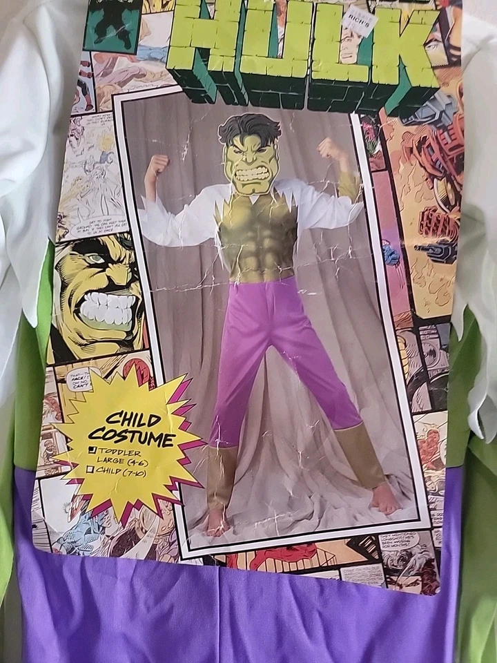 Disfraz de colección 1994 Marvel Hulk niños disfraz Inc traje de una pieza con ma adjunto Foto 4 de 4