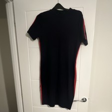 Marks & Spencer T-Shirt Dress Navy/Red Stripe Knit Stretch Knee Length Size 12